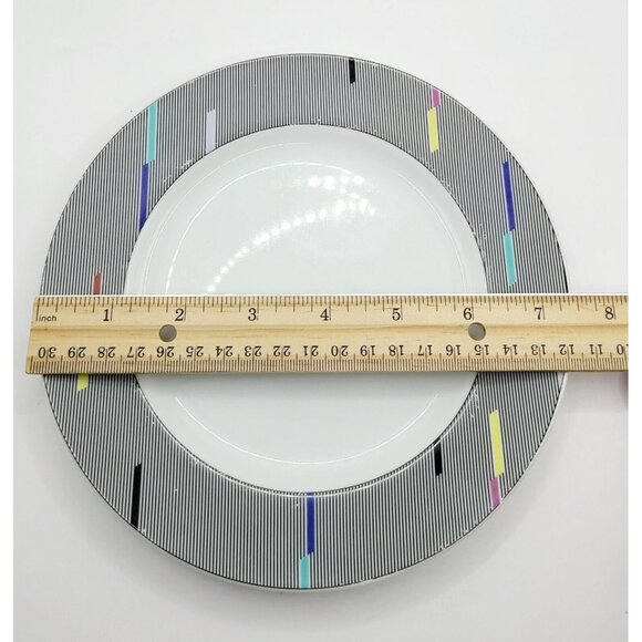 Studio Nova Parade Salad Plate Rad 80's Geometric Black Stripes Design - Picture 7 of 8